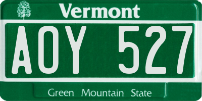 VT license plate AOY527