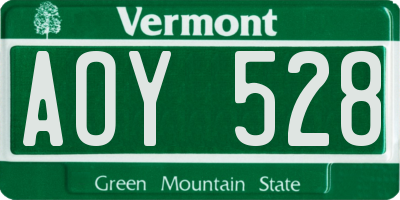 VT license plate AOY528