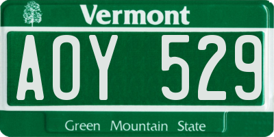 VT license plate AOY529