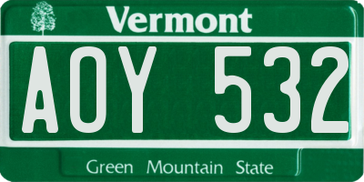 VT license plate AOY532