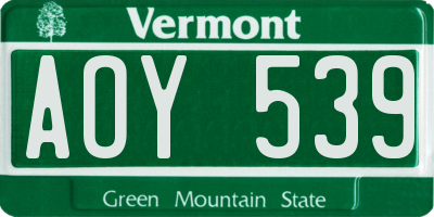VT license plate AOY539
