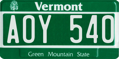 VT license plate AOY540