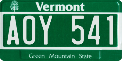 VT license plate AOY541