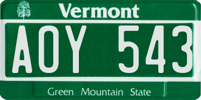 VT license plate AOY543