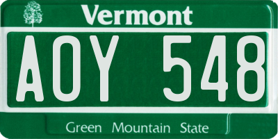 VT license plate AOY548