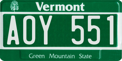 VT license plate AOY551
