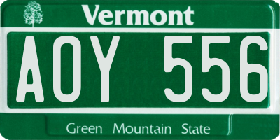 VT license plate AOY556
