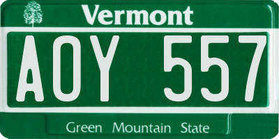 VT license plate AOY557