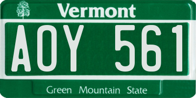 VT license plate AOY561