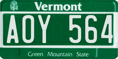 VT license plate AOY564