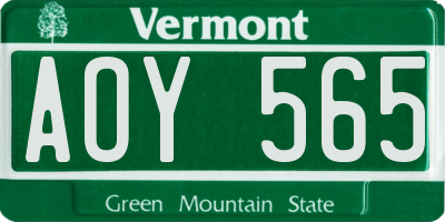 VT license plate AOY565
