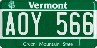 VT license plate AOY566