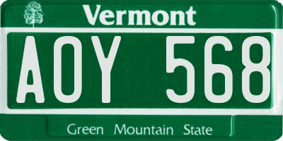 VT license plate AOY568