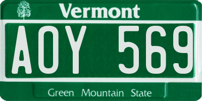 VT license plate AOY569