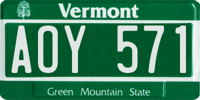 VT license plate AOY571