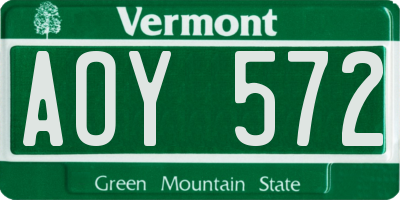 VT license plate AOY572