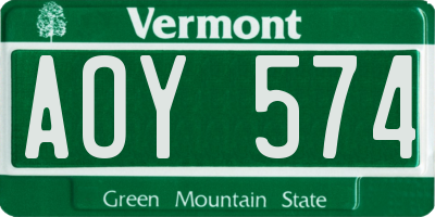 VT license plate AOY574