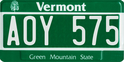 VT license plate AOY575