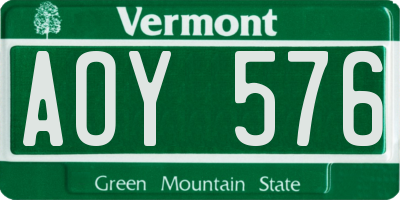 VT license plate AOY576