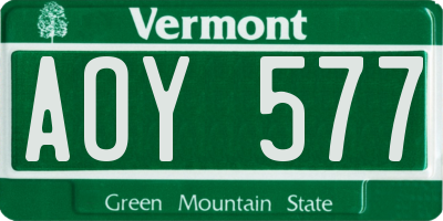 VT license plate AOY577