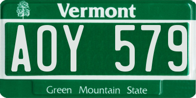 VT license plate AOY579