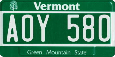 VT license plate AOY580