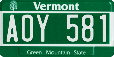 VT license plate AOY581