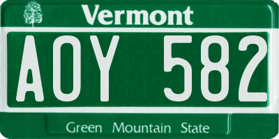 VT license plate AOY582