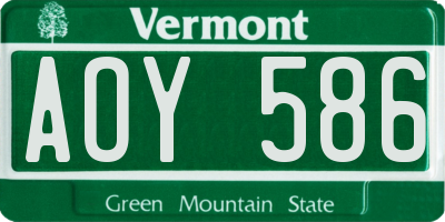 VT license plate AOY586