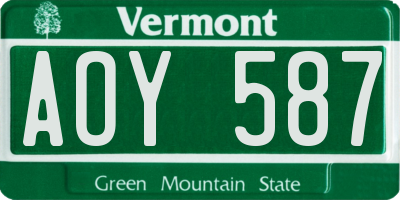 VT license plate AOY587