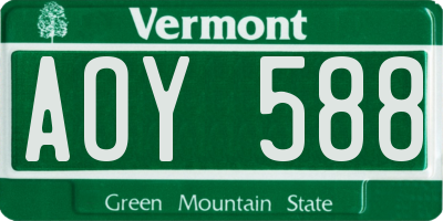 VT license plate AOY588