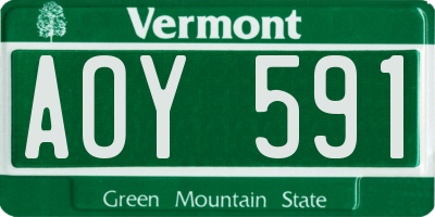 VT license plate AOY591