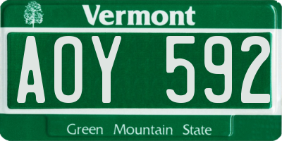 VT license plate AOY592