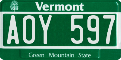 VT license plate AOY597