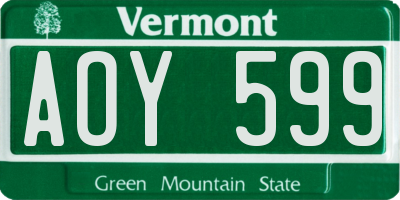 VT license plate AOY599