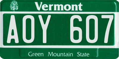 VT license plate AOY607