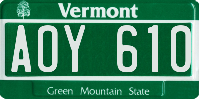 VT license plate AOY610