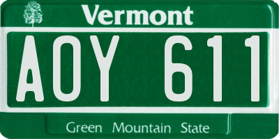 VT license plate AOY611