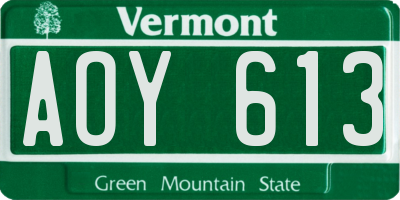 VT license plate AOY613
