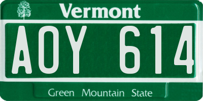 VT license plate AOY614