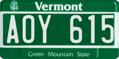 VT license plate AOY615