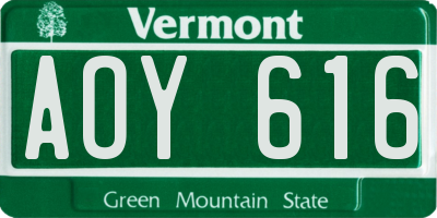 VT license plate AOY616