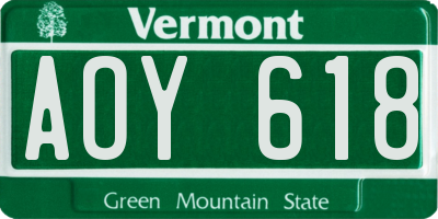 VT license plate AOY618