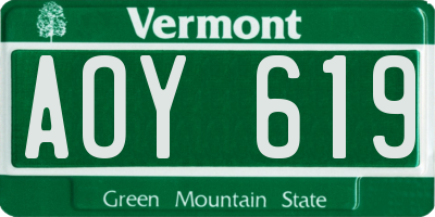 VT license plate AOY619
