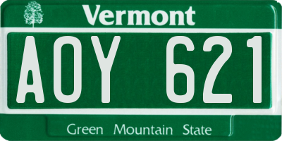 VT license plate AOY621