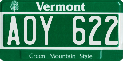 VT license plate AOY622