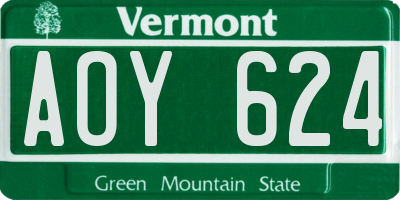 VT license plate AOY624