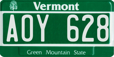 VT license plate AOY628