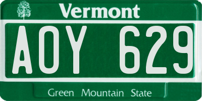 VT license plate AOY629