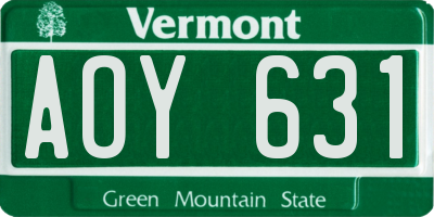 VT license plate AOY631